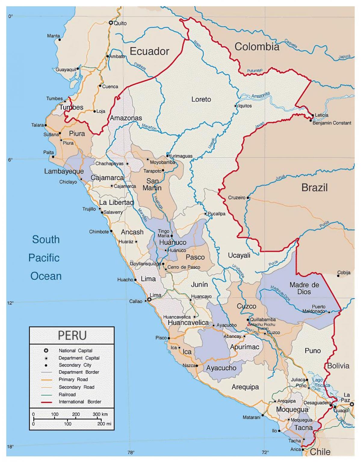 map of detailed map of Peru