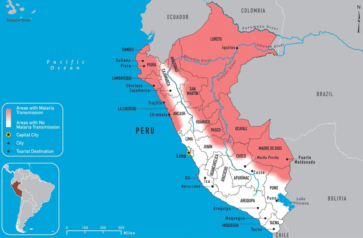 map of Peru malaria