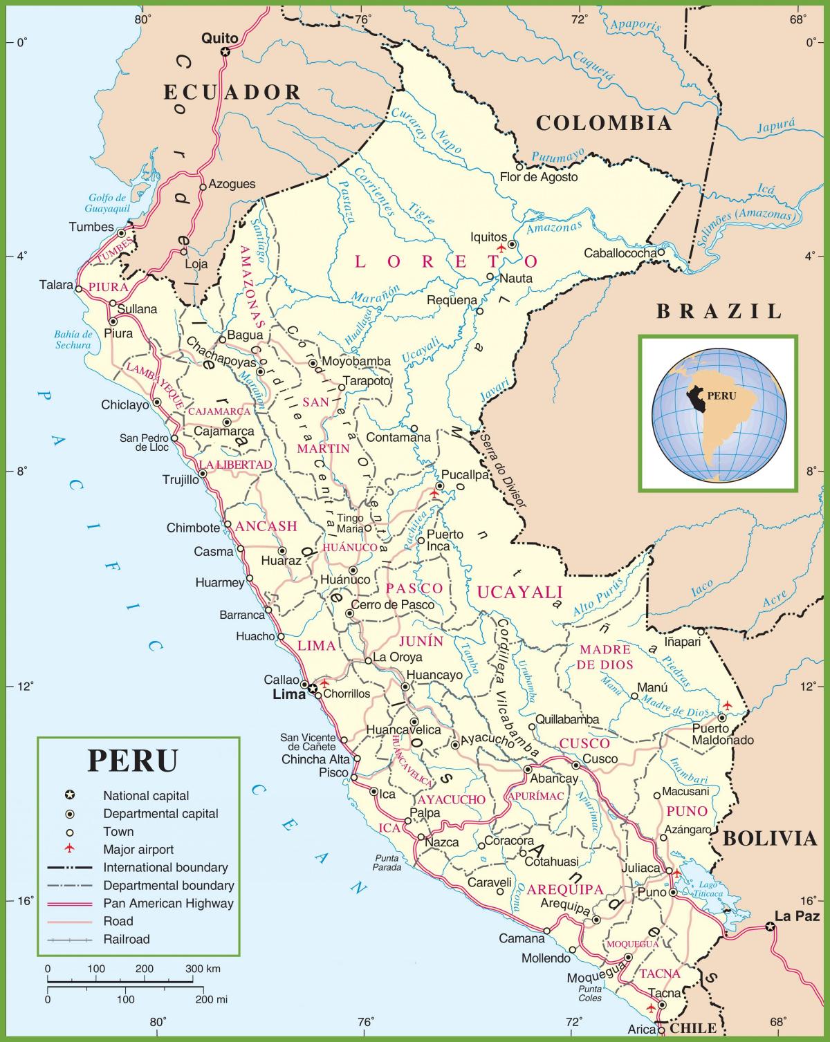 map of political map of Peru