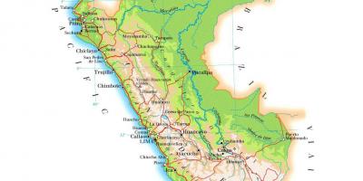 Map of physical map of Peru