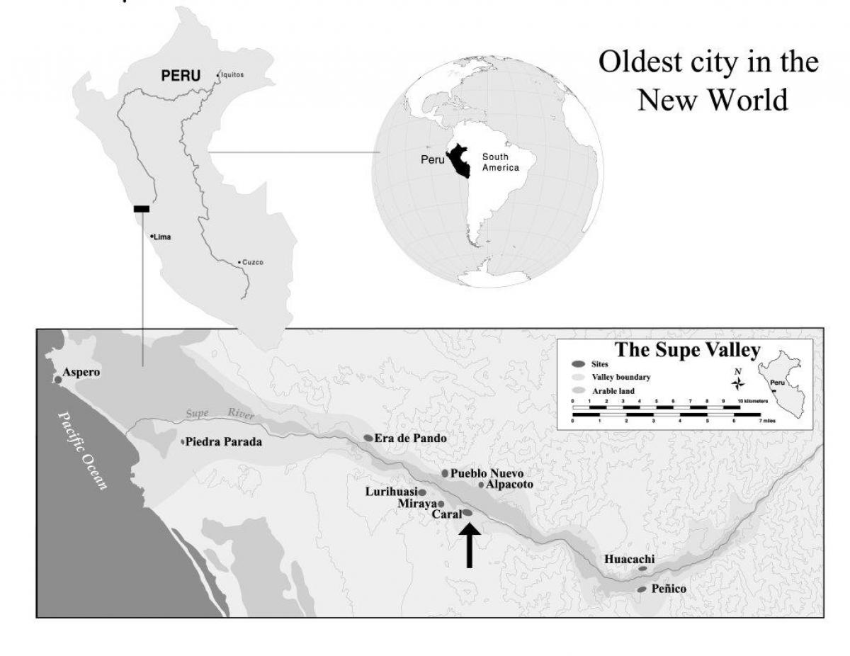 map of caral Peru