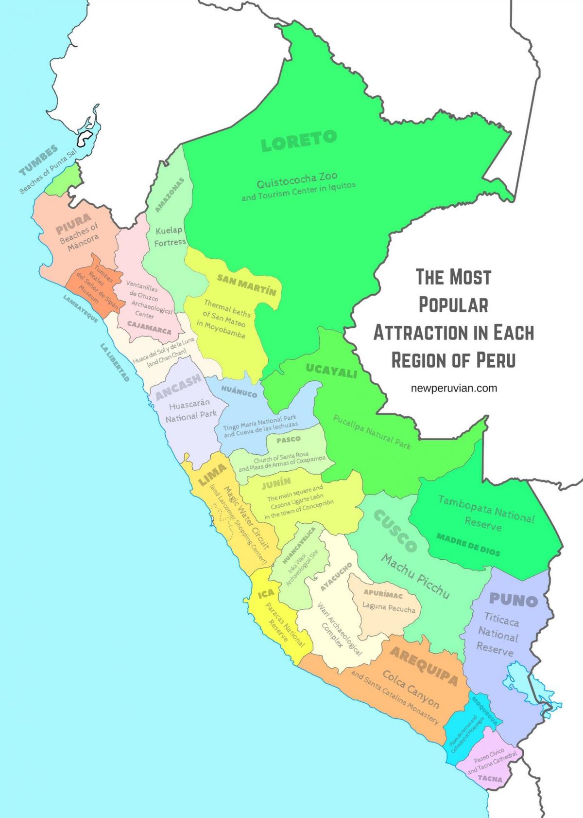 map of Peru tourist attractions