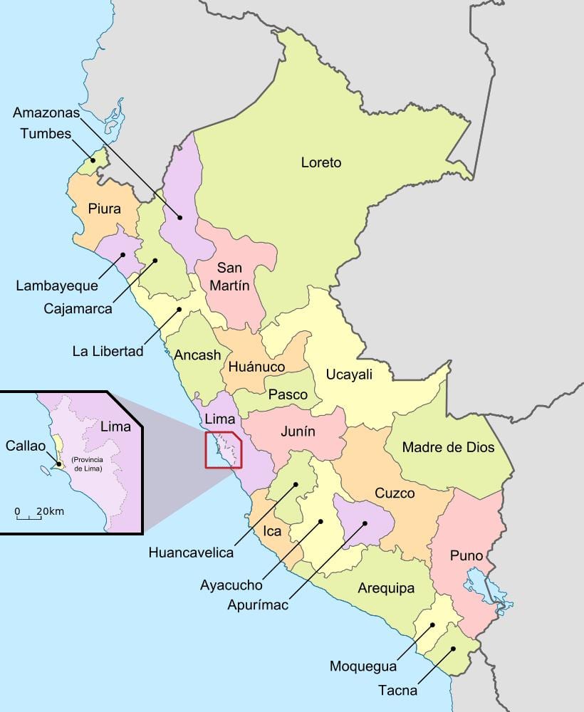 map of Peru departments