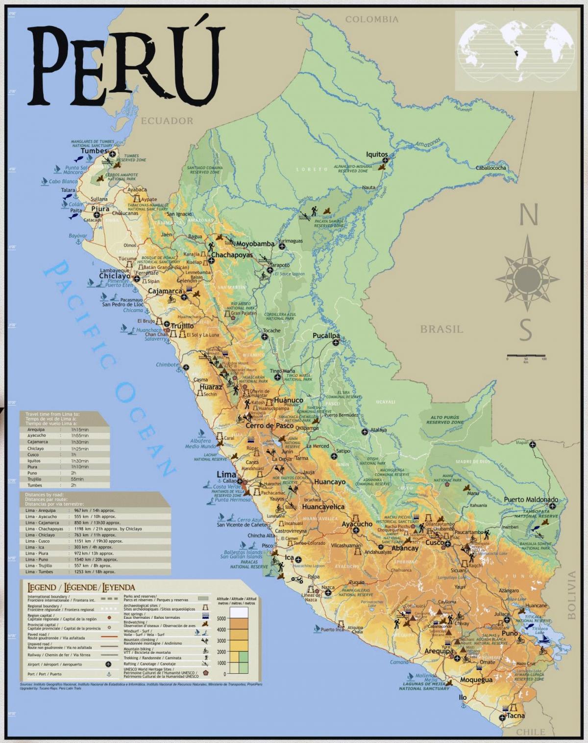 Peru tourist attractions map