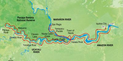 Amazon river Peru map - Map of amazon river Peru (South America - Americas)